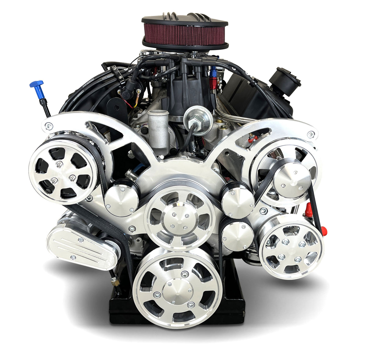 Ford Small Block Compatible 302 c.i. Engine and TKX Manual Transmission - 370 Horsepower - Standard Edition Builder Series - Polished Pulley Kit - Carbureted