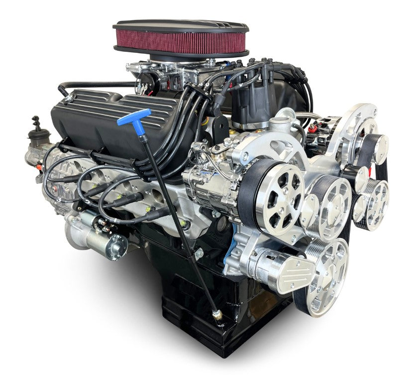 Ford Small Block Compatible 302 c.i. Engine and TKX Manual Transmission - 370 Horsepower - Standard Edition Builder Series - Polished Pulley Kit - Carbureted