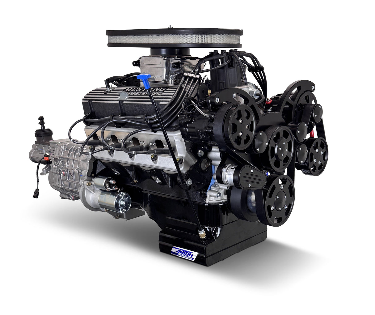 Ford Small Block Compatible 347 c.i. Engine and TKX Manual Transmission - 415 Horsepower - Mustang Edition Builder Series - Black Pulley Kit - Fuel Injected