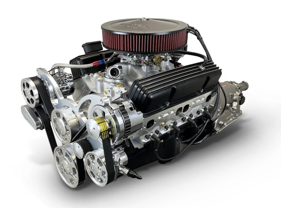 GM Small Block Compatible 400 c.i. Engine and 700R4 Automatic Transmission - 500 Horsepower - Standard Edition Builder Series - Polished Pulley Kit - Carbureted
