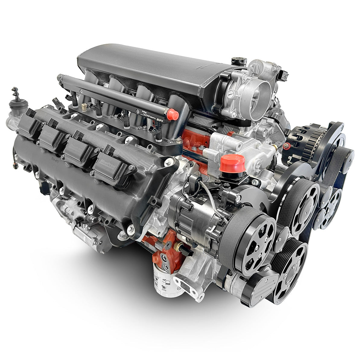 Chrysler Hemi Compatible 426 c.i. Engine and 4L65/70E Automatic Transmission - 610 Horsepower - Standard Edition Builder Series - Black Pulley Kit - Fuel Injected
