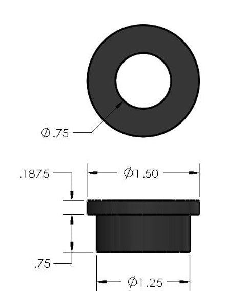 DOM Sleeve & Poly Bushing  2 Inch Mounting Width 1/2" Bolt Hole