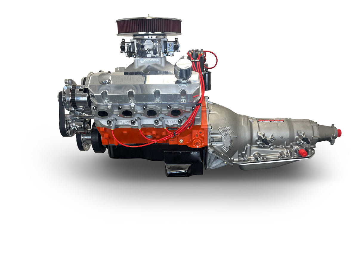 GM Big Block Compatible 632 c.i. Pro Series Engine and 4L80E Automatic Transmission - 815 Horsepower - Standard Edition Builder Series - Polished Pulley Kit - Carbureted
