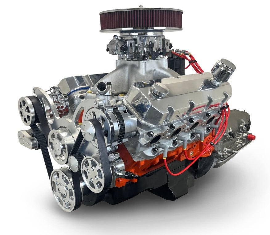 GM Big Block Compatible 632 c.i. Pro Series Engine and 4L80E Automatic Transmission - 815 Horsepower - Standard Edition Builder Series - Polished Pulley Kit - Carbureted