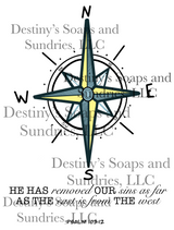 Compass Psalm 103:12 T-Shirt Destiny's Soaps & Sundries, LLC