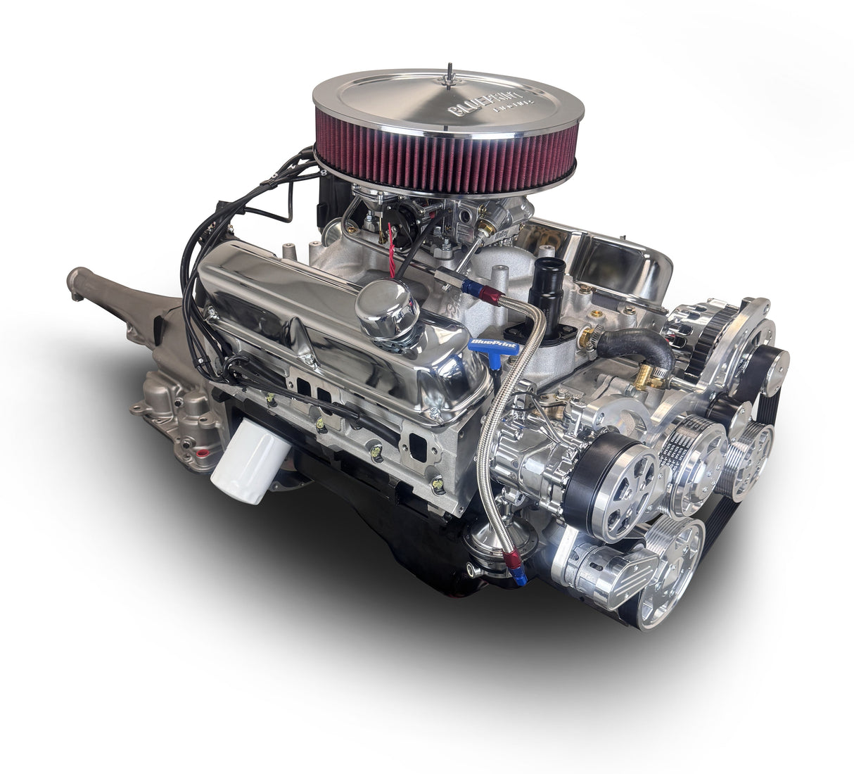 Chrysler Small Block Compatible 408 c.i. Engine and 727 Automatic Transmission - 465 Horsepower - Standard Edition Builder Series - Polished Pulley Kit - Carbureted