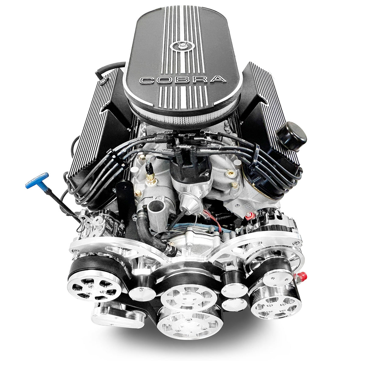 Ford Small Block Compatible 427 c.i. Engine and TKX Manual Transmission - 541 Horsepower - Cobra Edition Builder Series - Polished Pulley Kit - Fuel Injected