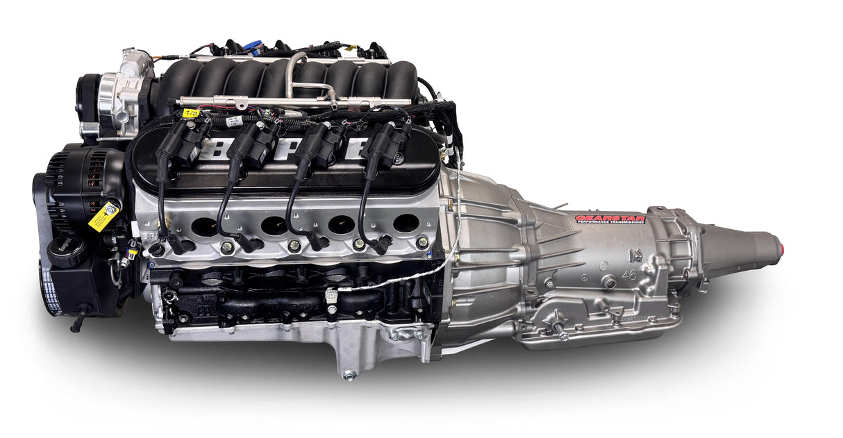 GM LS Compatible 376 c.i. Engine and 4L65/70E Automatic Transmission - 530 Horsepower - Standard Edition Builder Series - Black Pulley Kit - Holley Terminator X EFI System