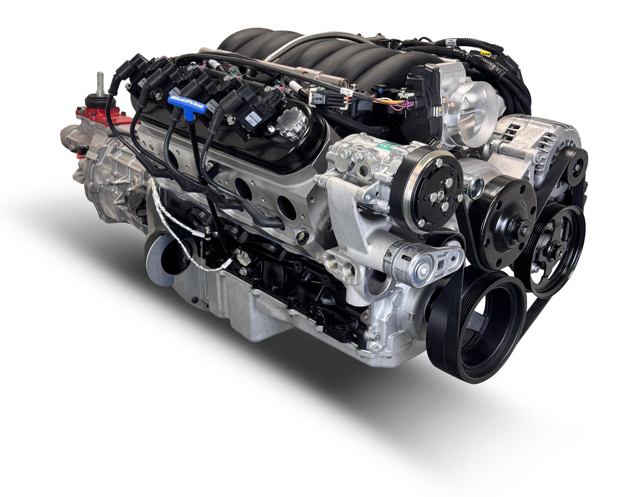GM LS Compatible 376 c.i. Engine and T56 Manual Transmission - 530 Horsepower - Standard Edition Builder Series - Natural Pulley Kit - Holley Terminator X EFI System