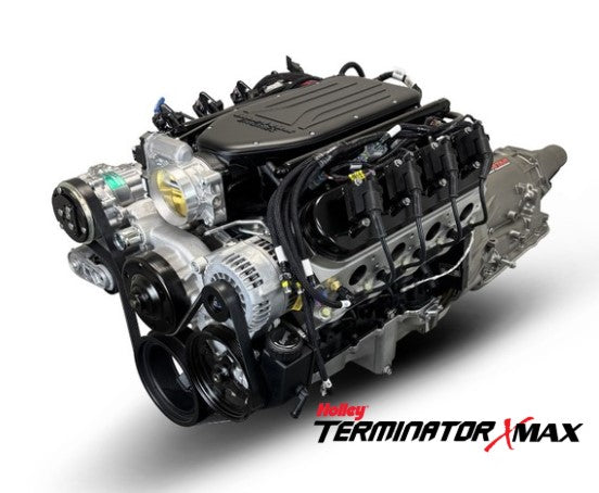 GM LS Compatible 376 c.i. Engine and 4L65/70E Automatic Transmission - 530 Horsepower - Standard Edition Builder Series - Natural Pulley Kit - Holley Terminator X EFI System