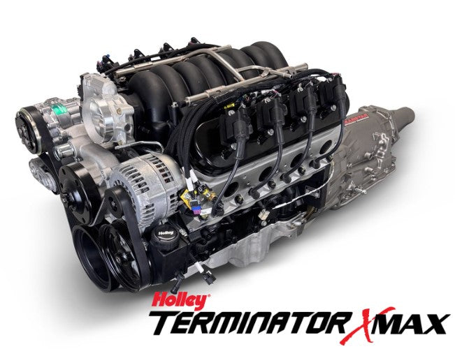 GM LS Compatible 427 c.i. Engine and 4L65/70E Automatic Transmission - 605 Horsepower - Standard Edition Builder Series - Natural Pulley Kit - Holley Terminator X EFI System