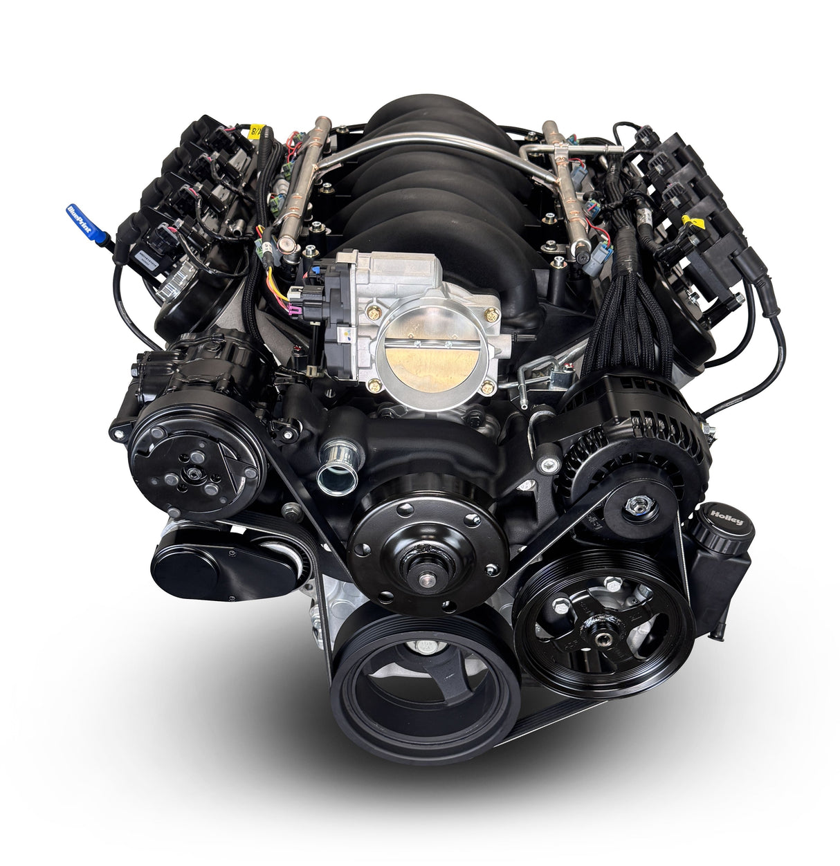 GM LS Compatible 427 c.i. Engine and 4L65/70E Automatic Transmission - 605 Horsepower - Standard Edition Builder Series - Black Pulley Kit - Holley Terminator X EFI System