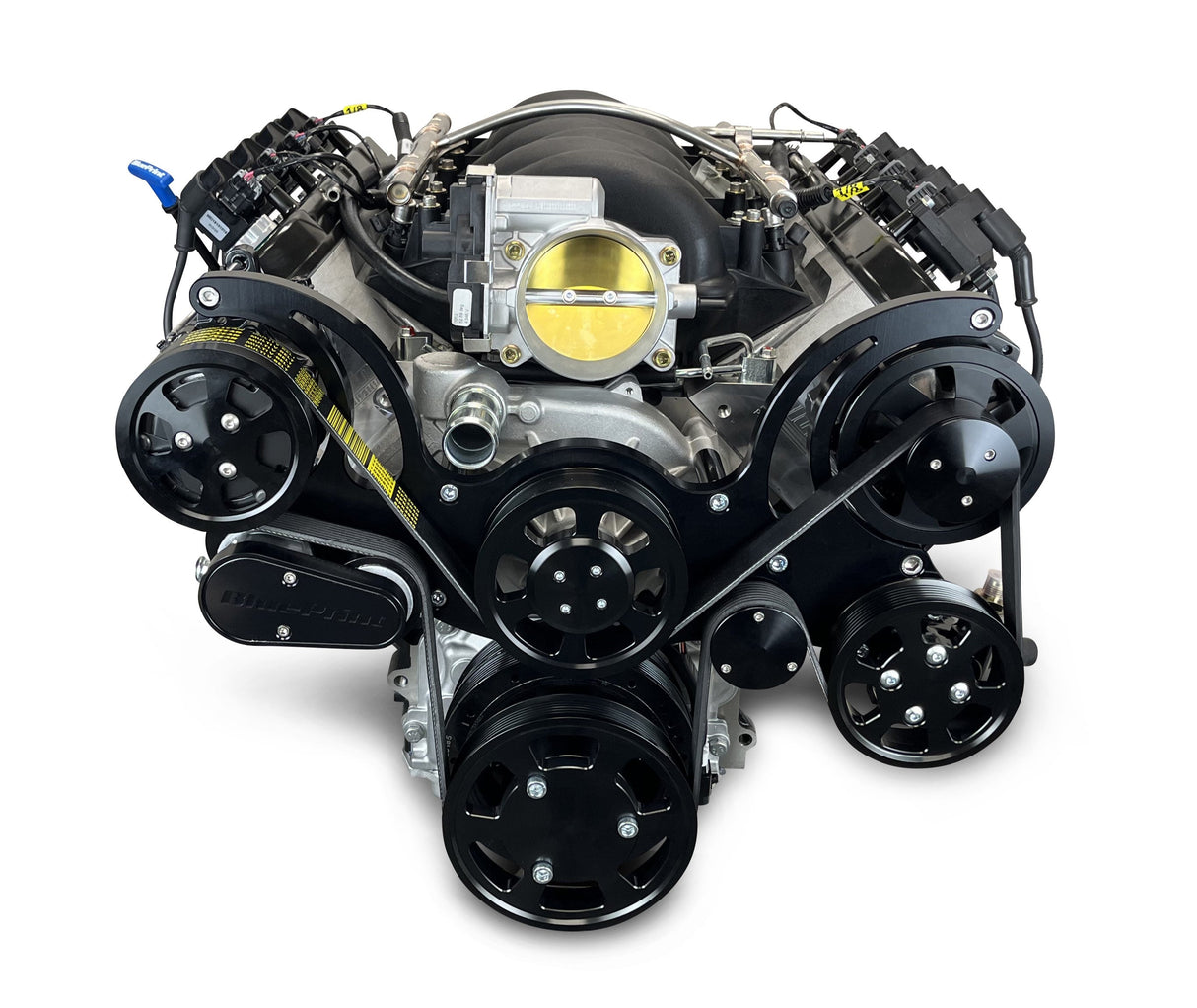 GM LS Compatible 376 c.i. Engine and ZF-8 Speed Automatic Transmission - 530 Horsepower - Standard Edition Builder Series - BluePrint Engines Calibrated ECU - Black Pulley Kit