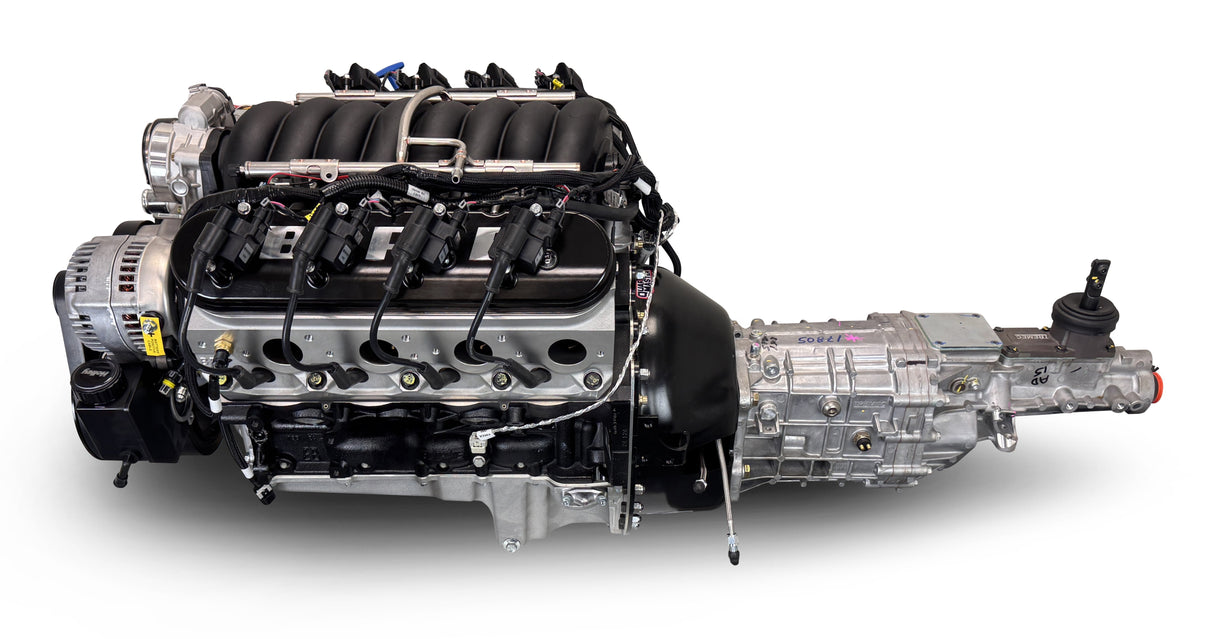 GM LS Compatible 427 c.i. Engine and TKX Manual Transmission - 605 Horsepower - Standard Edition Builder Series - Natural Pulley Kit - Holley Terminator X EFI System