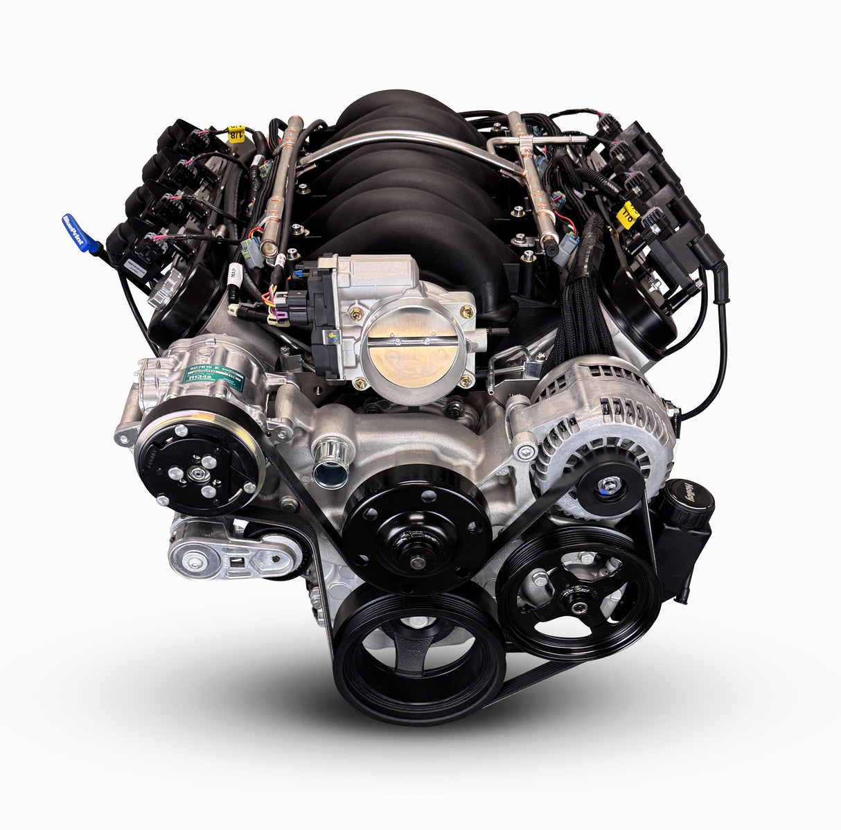 GM LS Compatible 427 c.i. Engine and TKX Manual Transmission - 605 Horsepower - Standard Edition Builder Series - Natural Pulley Kit - Holley Terminator X EFI System