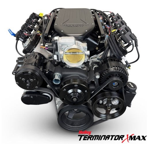 GM LS Compatible 427 c.i. Engine and TKX Manual Transmission - 585 Horsepower - Standard Edition Builder Series - Black Pulley Kit - Holley Terminator X EFI