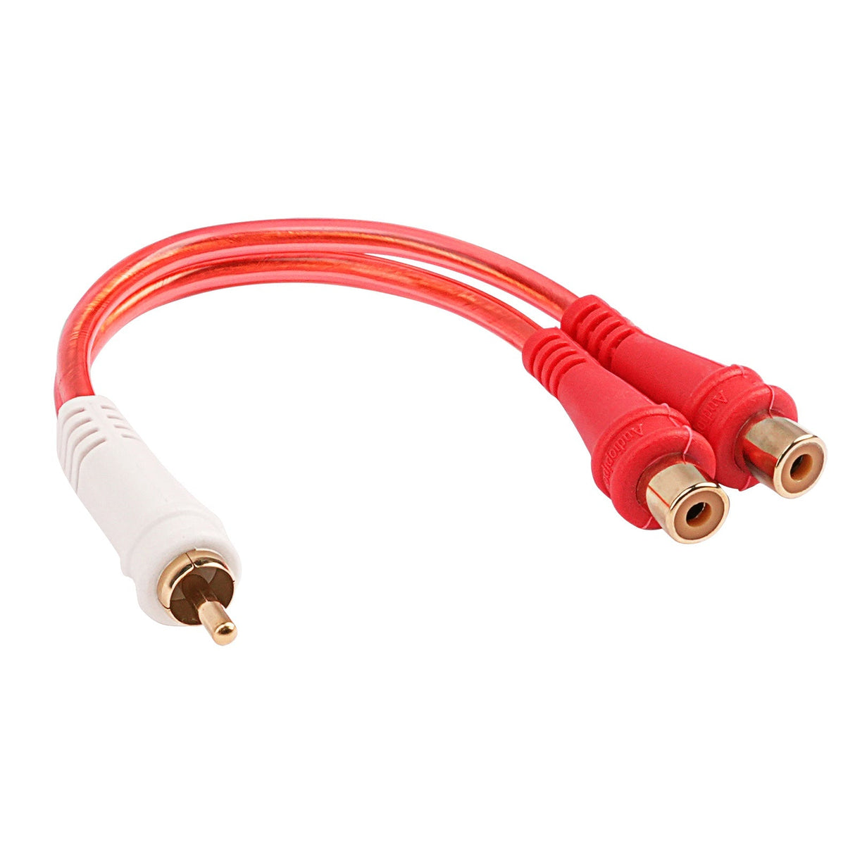 Male to 2 Female Oxygen Free RCA Audio Splitter (BMV-G-YM-2F), 10-Pack (10 Individual Cables) Audiopipe