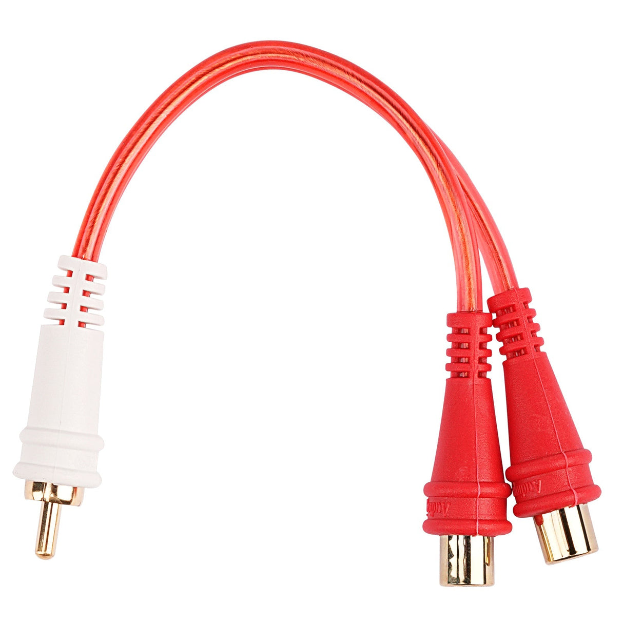 Male to 2 Female Oxygen Free RCA Audio Splitter (BMV-G-YM-2F), 10-Pack (10 Individual Cables) Audiopipe