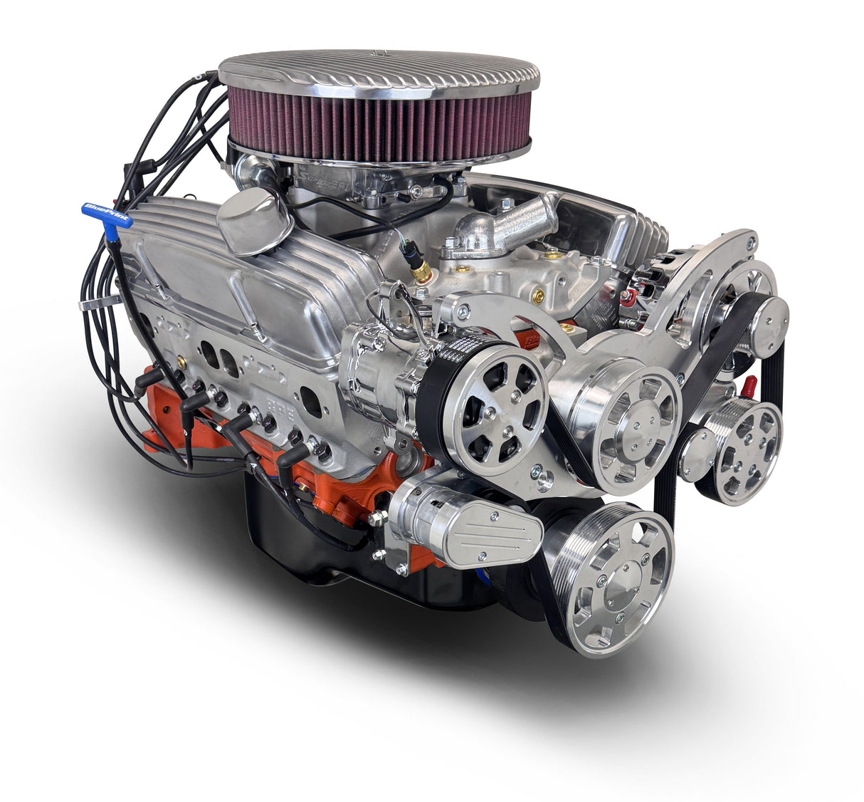 GM Small Block Compatible 327 c.i. Engine - 350 Horsepower - Deluxe Dressed - Polished Pulley Kit - Fuel Injected