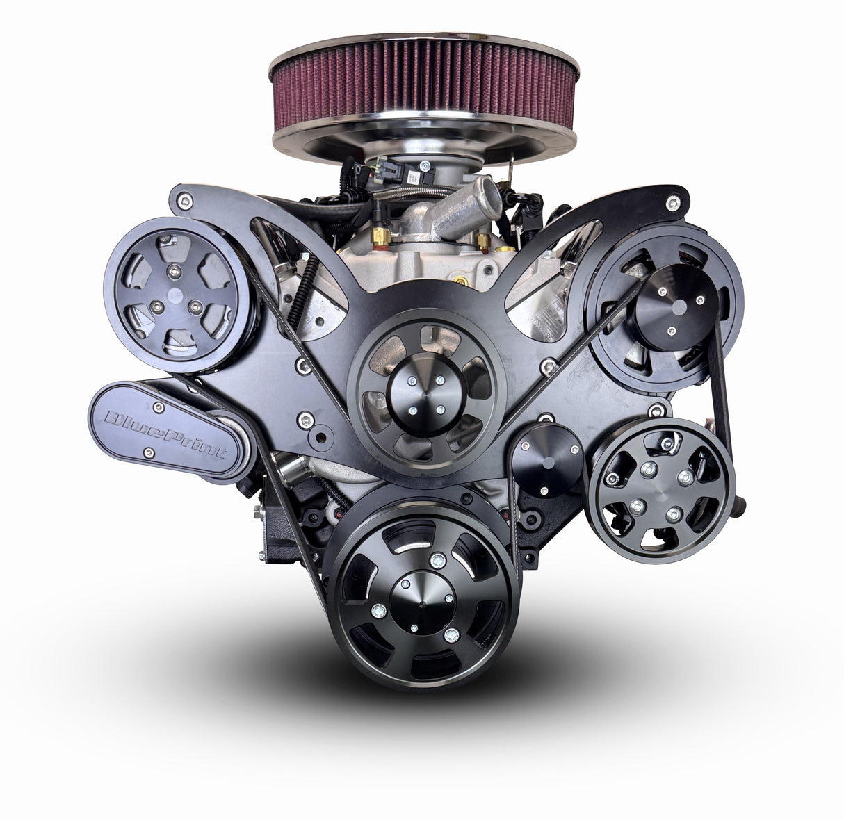 GM Small Block Compatible 383 c.i. Engine - 436 Horsepower - Deluxe Dressed - Black Pulley Kit - BluePrint Engines Calibrated ECU