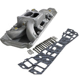 Dual Plane Aluminum Intake Manifold Kit - Square Bore - Ford SB 302 c.i. Compatible - Natural
