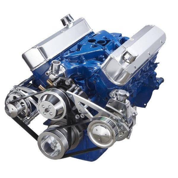Ford 351 Windsor SB Compatible Front Accessory Drive - Dual-Belt Quick Serpentine with Alternator | Power Steering | Water Pump | Brackets and Bolts
