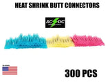 300Pcs Assorted Heat Shrink Insulated Butt Crimp Wire Connector Terminals Kit AC/DC WIRE AND SUPPLY
