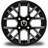 MODZ® Matrix 12x7 | -25 Offset Glossy Black with Ball Mill 12" Golf Cart Wheel
