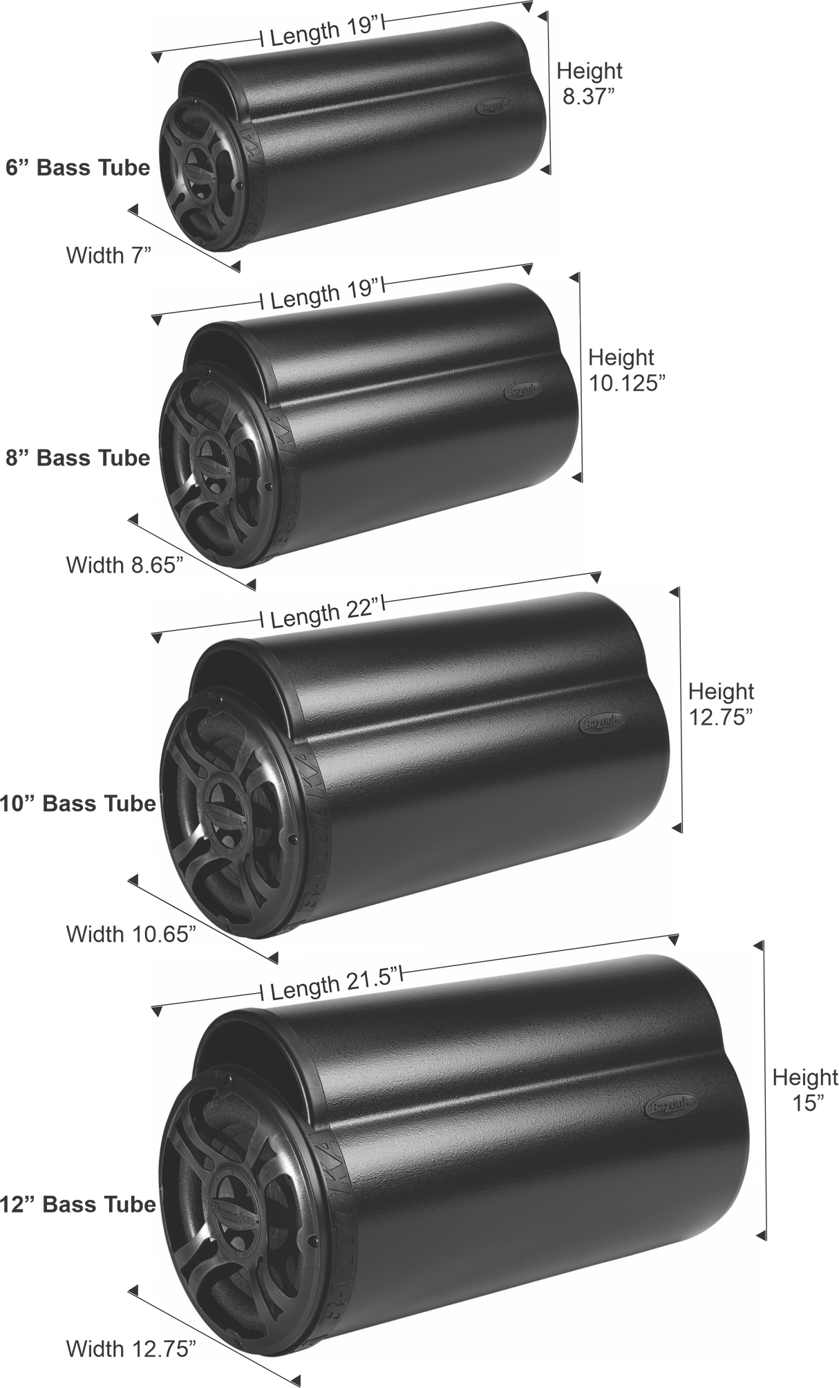 BT Series 8" Amplified Bass Tubes Bazooka
