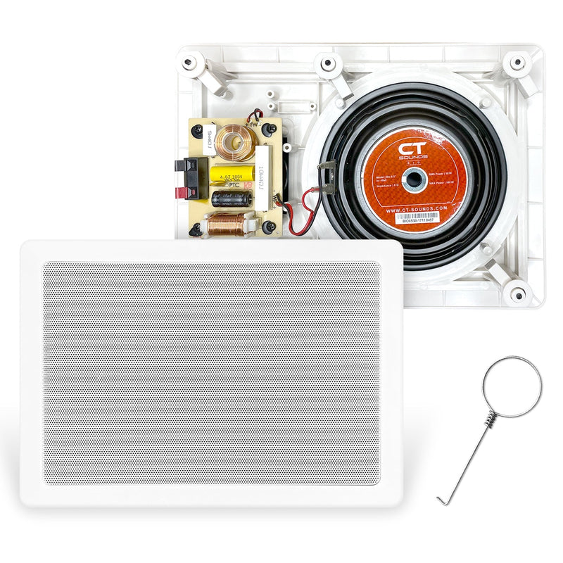 Bio In-Wall 6.5" Home Audio Speaker with Rotatable 25mm Silk Dome Tweeter (1 Speaker) CT Sounds