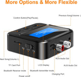 Bluetooth Transmitter Receiver – RCA, AUX, LCD, 33ft Range TekShack