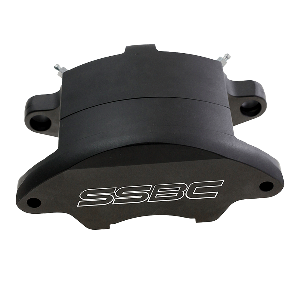 American Made Super Twin 2-Piston Front Caliper Assembly. Black CPA-22163-SB