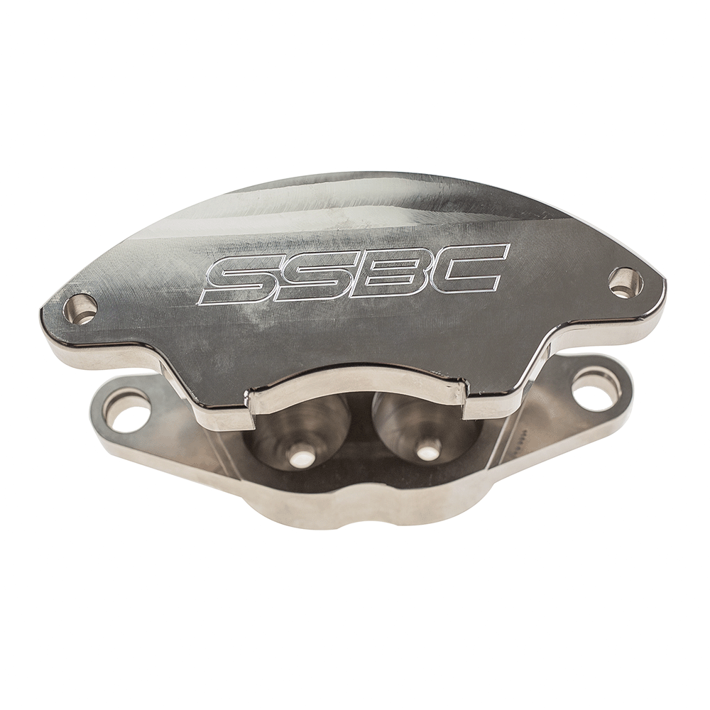 American Made Super Twin 2-Piston Front Caliper Assembly. Clear CPA-22163A