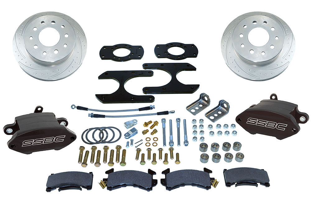 American Made Sport R1 Billet Aluminum Rear Drum to Disc Conversion Brake Kit W/Rotors. Black W125-26BK