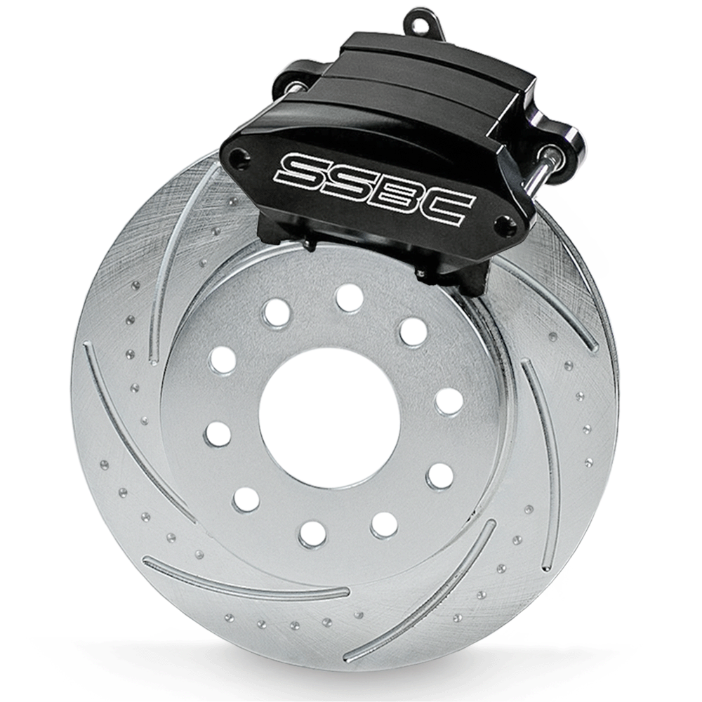 American Made Sport R1 Billet Aluminum Rear Drum to Disc Conversion Brake Kit W/Rotors. Black W125-27BK