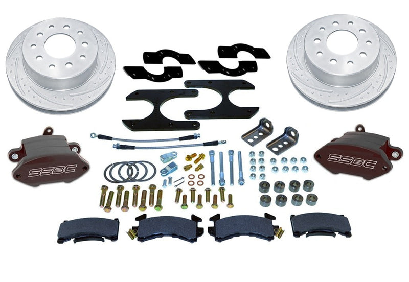 American Made Sport R1 Billet Aluminum Rear Drum to Disc Brake Conversion Kit W/Rotors. Black W155-3BK