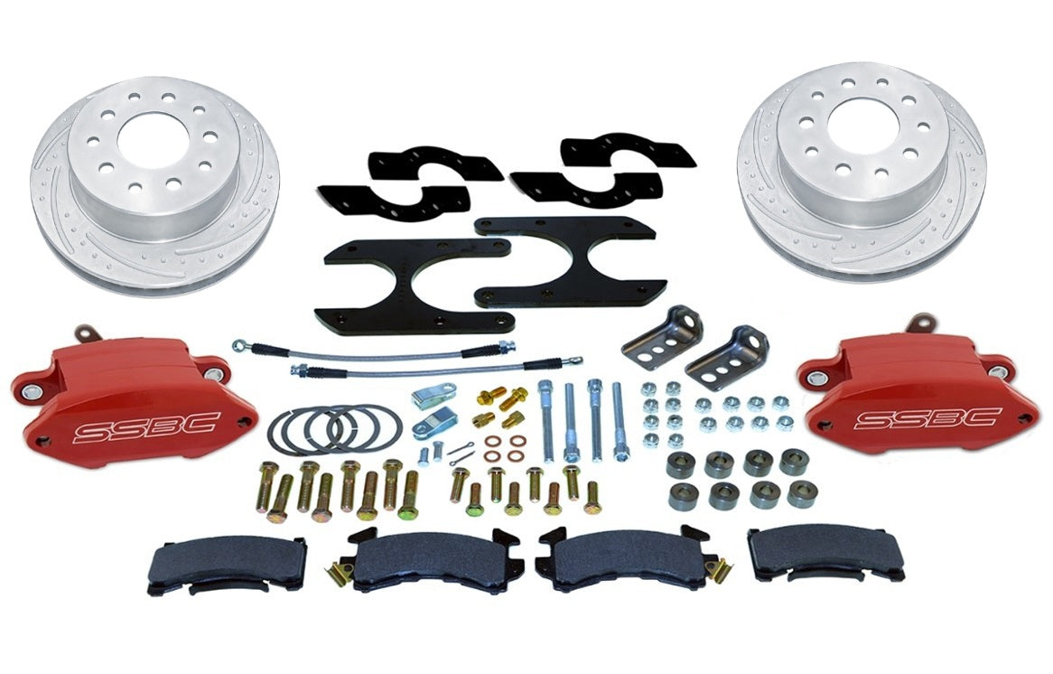 American Made Sport R1 Billet Aluminum Rear Drum to Disc Brake Conversion Kit W/Rotors. Red W155-3R