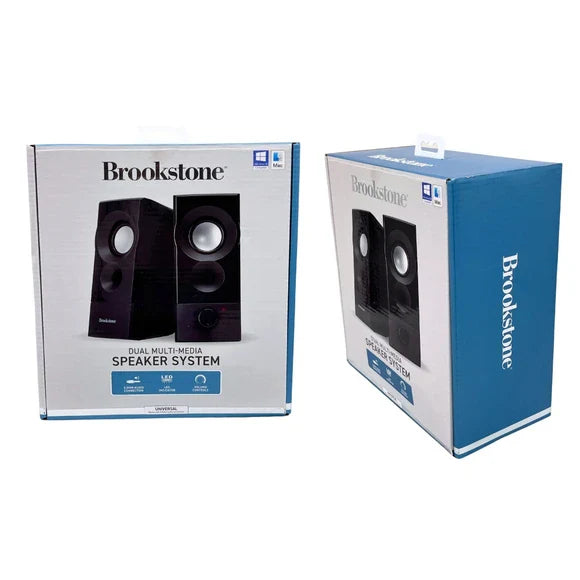 Brookstone Dual PC Speakers with Adjustable Volume in Black TekShack