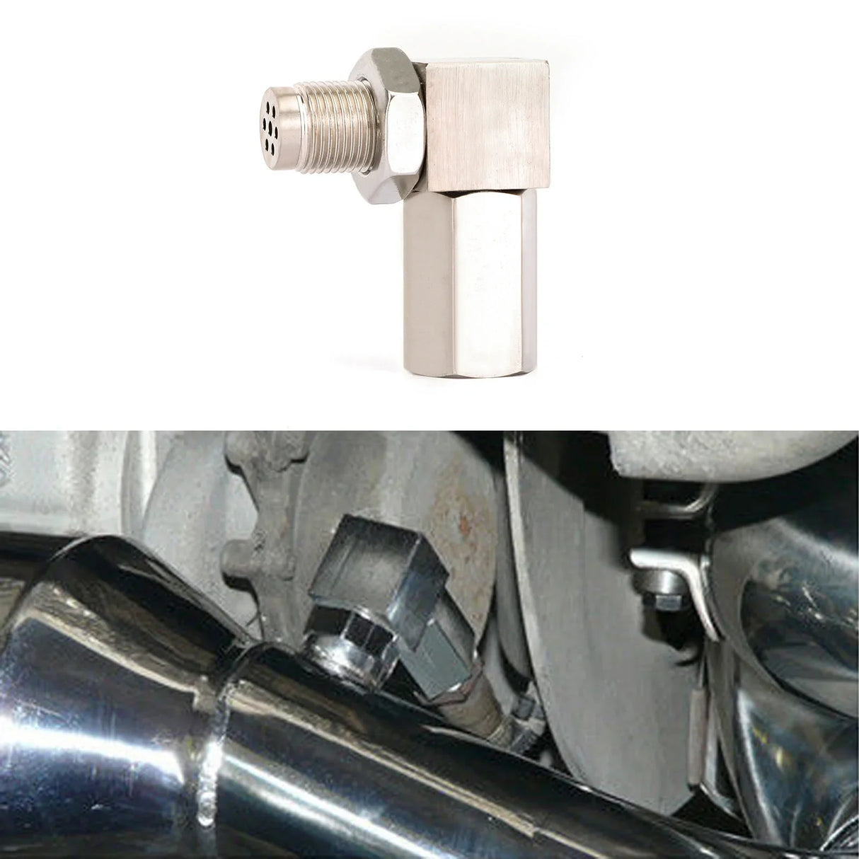 90 Degree Check Engine Light Eliminator O2 Sensor Adapter with Mini CAT Fix P0420 Error Code Euro 5 standard
