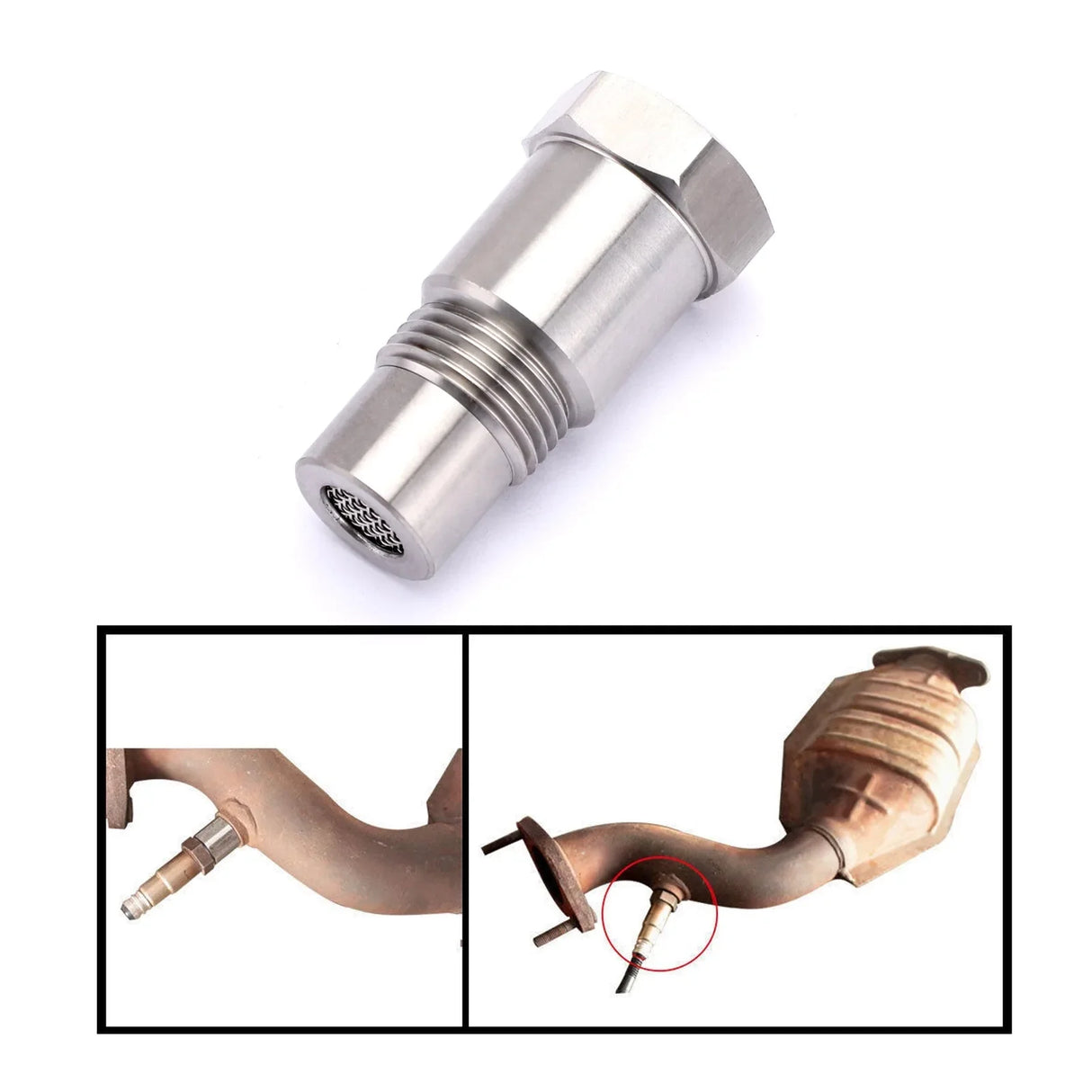 2PCS CEL Check Engine Light Oxygen Sensor Adapter M18 x 1.5 CEL On Fix Engine Light Eliminator Bung Kit Catalystic Converter