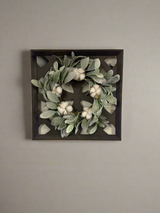 Lambs Ear & Cotton Wreath wooden wall decor KB Decor & More