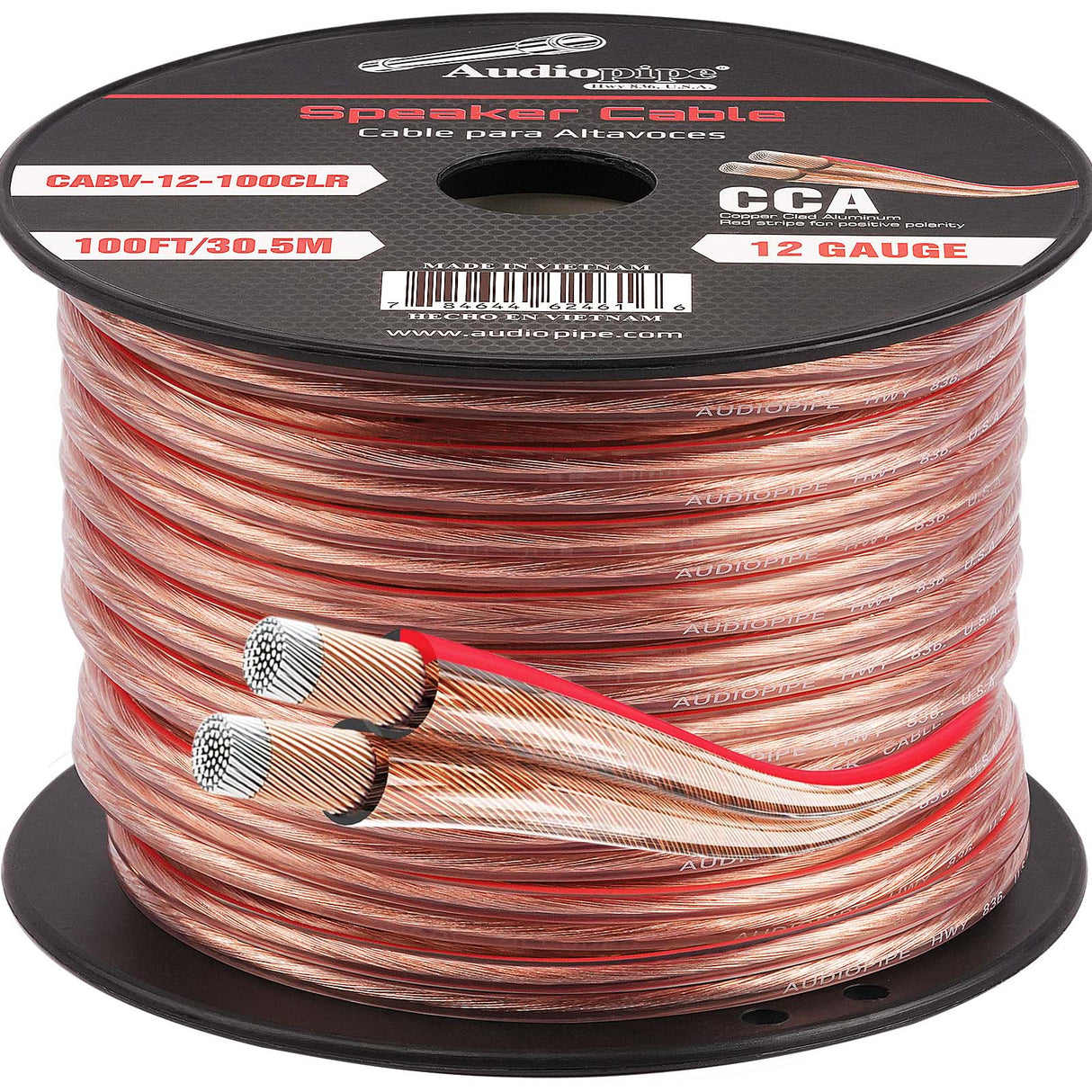 100FT 12AWG Speaker Cable (CABV-12-100CLR) Audiopipe