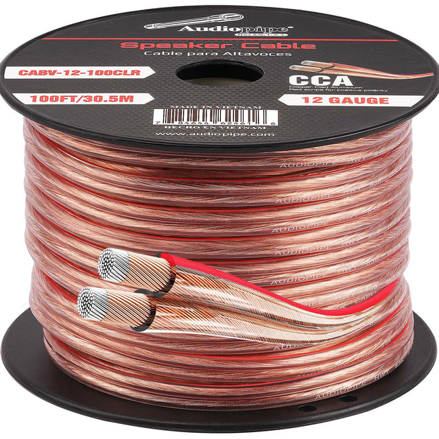 100FT 12AWG Speaker Cable (CABV-12-100CLR) Audiopipe