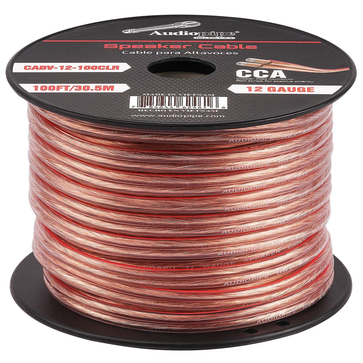 100FT 12AWG Speaker Cable (CABV-12-100CLR) Audiopipe