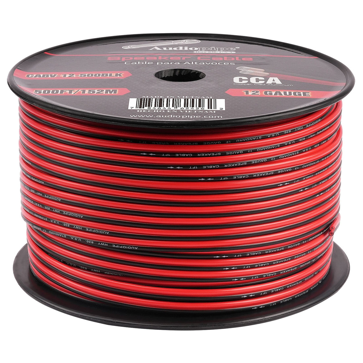 500FT 12AWG Speaker Cable (CABV-12-500BLK) Audiopipe