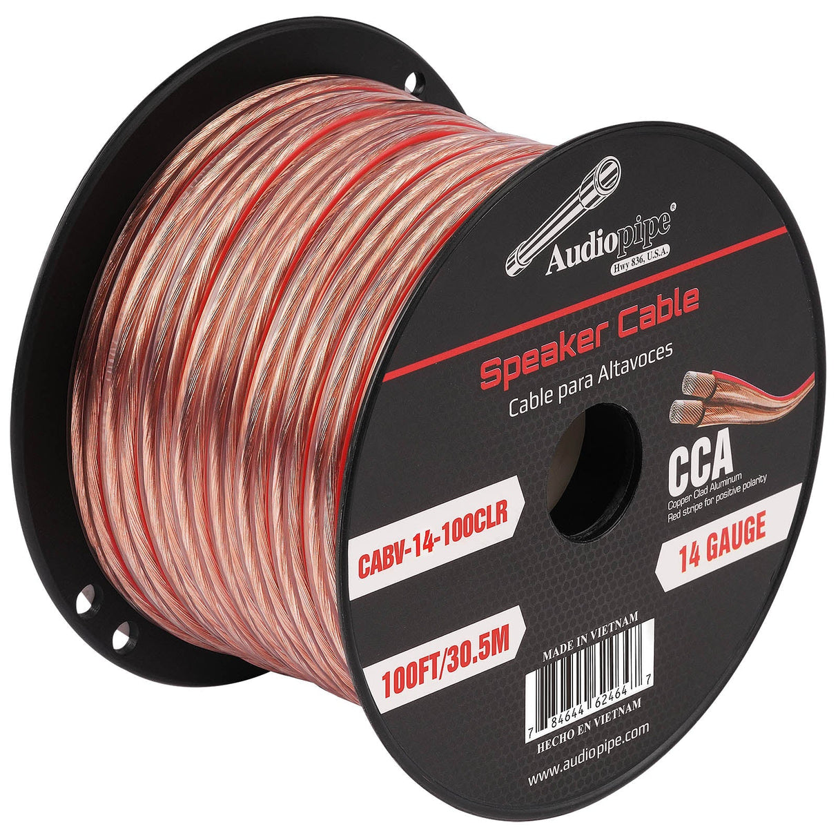 100FT 14AWG Speaker Cable (CABV-14-100CLR) Audiopipe