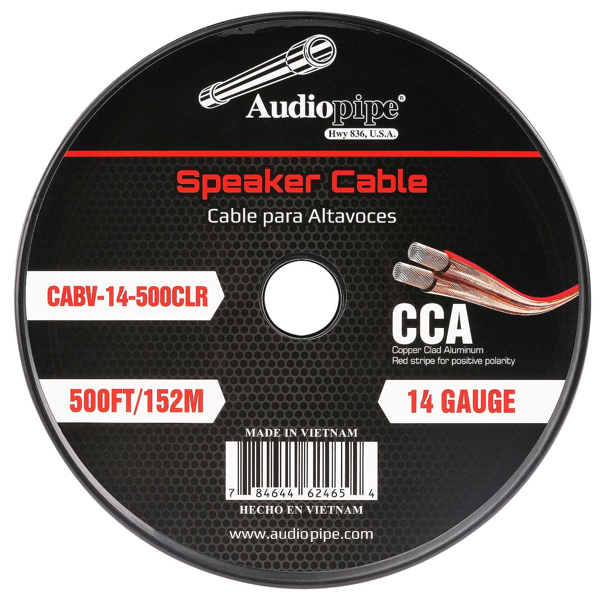 500FT 14AWG Speaker Cable (CABV-14-500CLR) Audiopipe