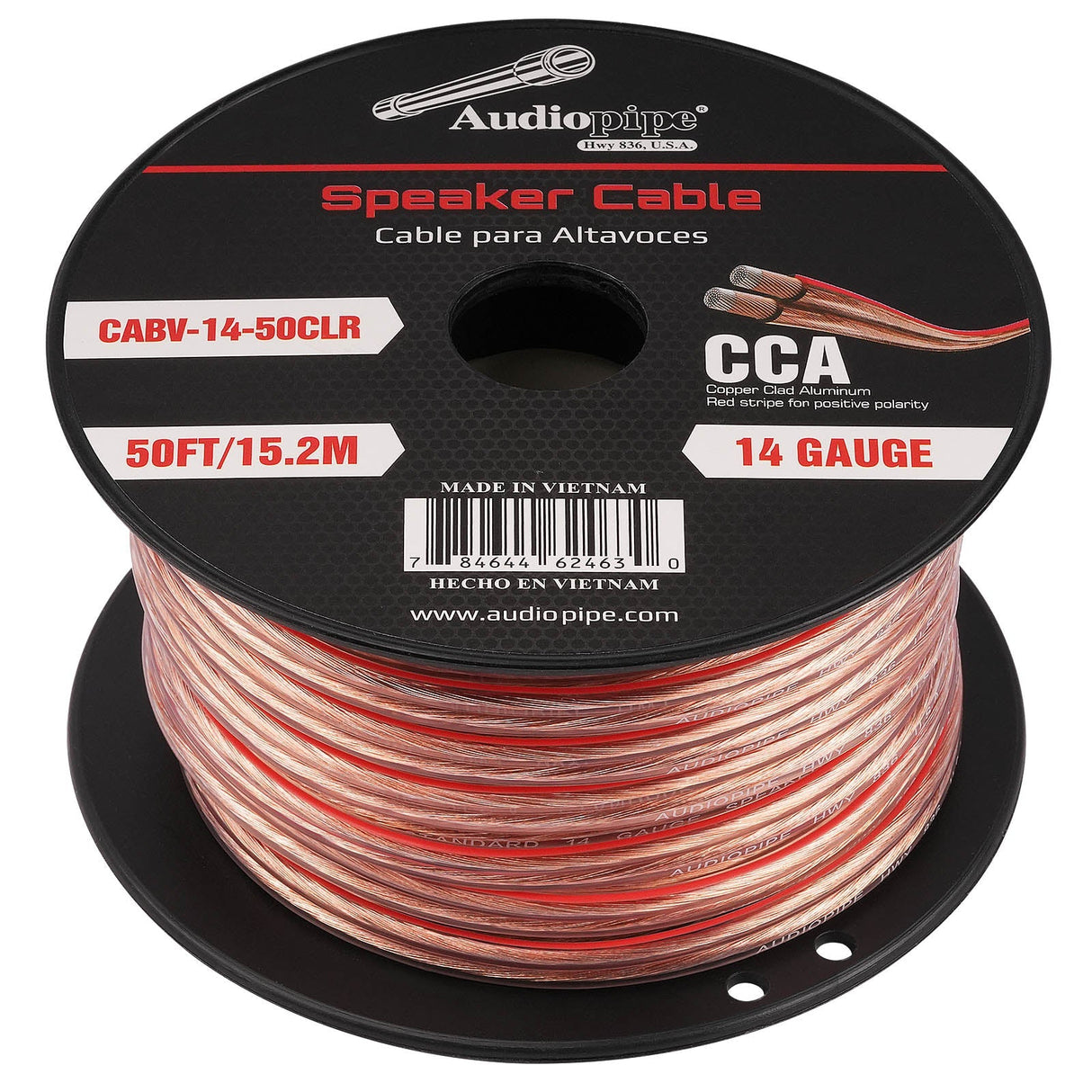 50FT 14AWG Speaker Cable (CABV-14-50CLR) Audiopipe