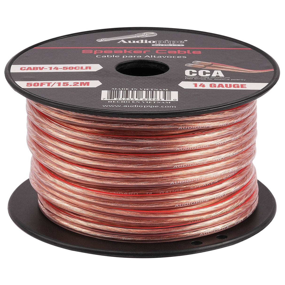 50FT 14AWG Speaker Cable (CABV-14-50CLR) Audiopipe