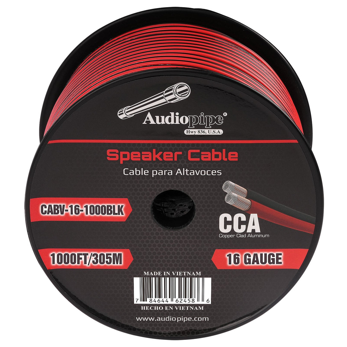 1000FT 16AWG Speaker Cable (CABV-16-1000BLK) Audiopipe